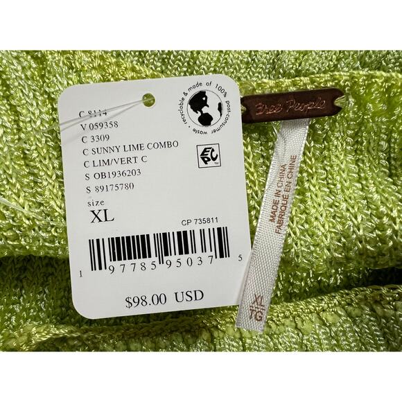 FREE PEOPLE TOP WOMENS XLARGE SAN LUCAS STRETCH KNIT CROP PULLOVER SWEATER GREEN - Picture 3 of 12